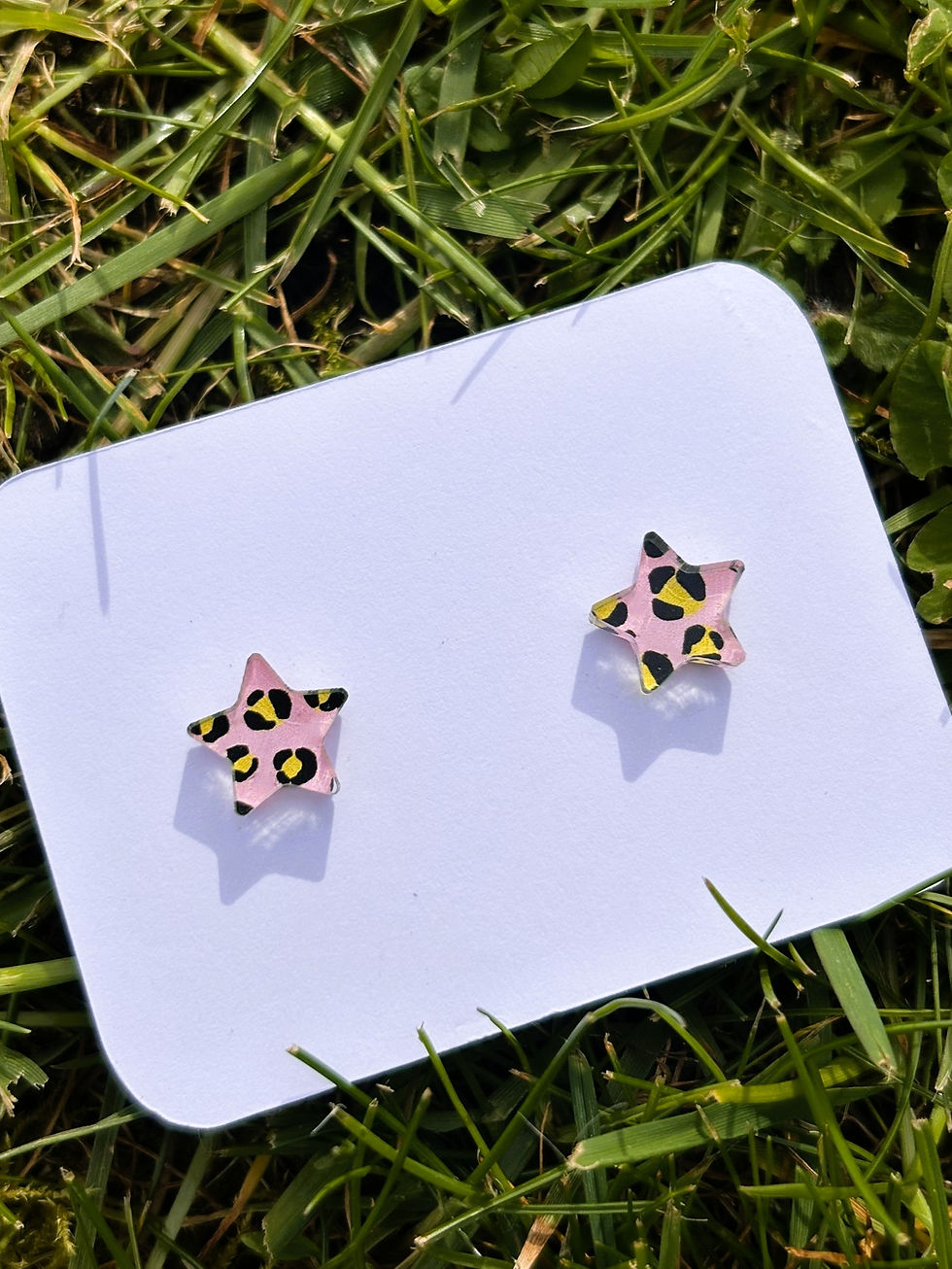 Thumbnail: Star Studs - Baby Pink & Gold Leopard