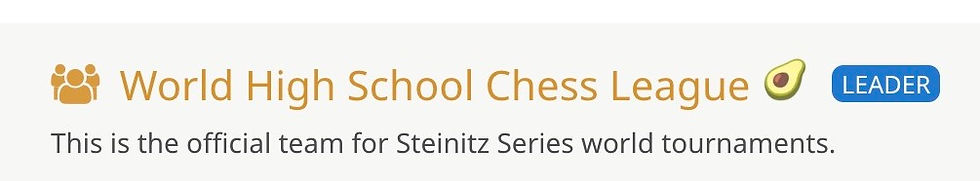 Steinitz World High School Chess League (WHSCL)