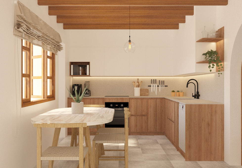 Render general de la cuina reformada.