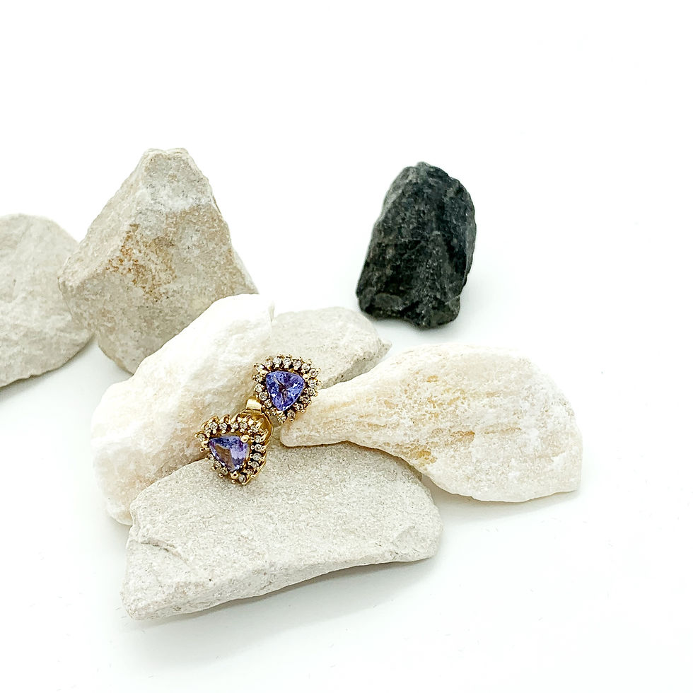 Miniatura: Aretes de Oro 18k con  Tanzanitas y Diamantes