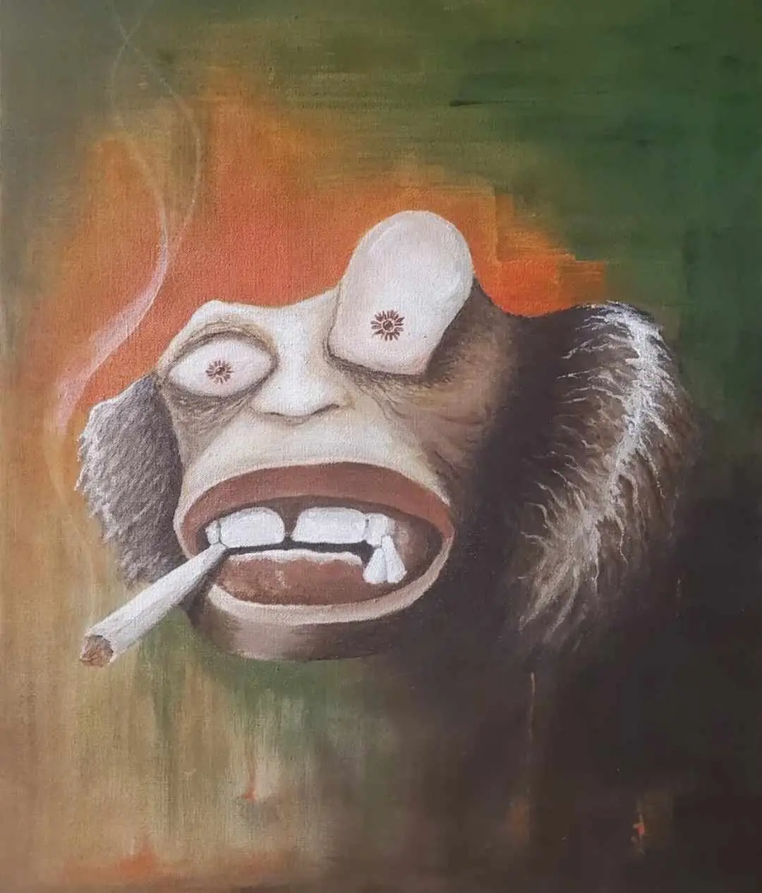 Canvas Print of Bonobo The Smoking Monkey