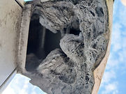 Dirty dryer roof vent before cleaning