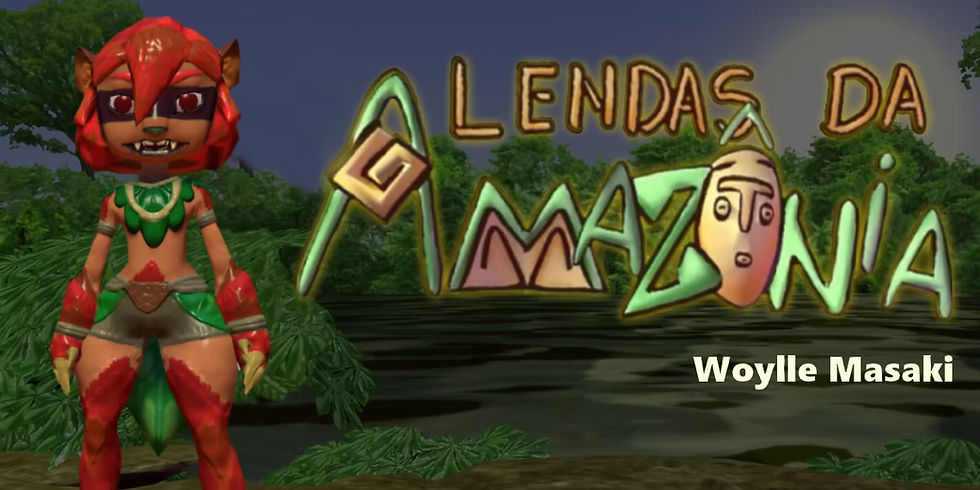 Arte de capa do jogo com estética retro, Lendas da Amazônia