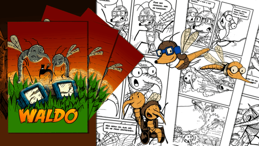 Arte de divulgação da campanha do quadrinho do mosquito Waldo no APOIA.se