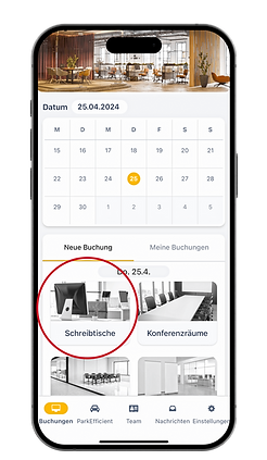 Zweiter Schritt der Buchung via App