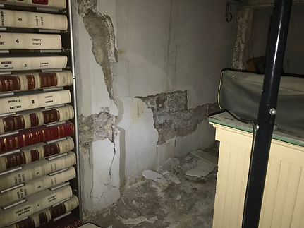 damage in courthouse basement