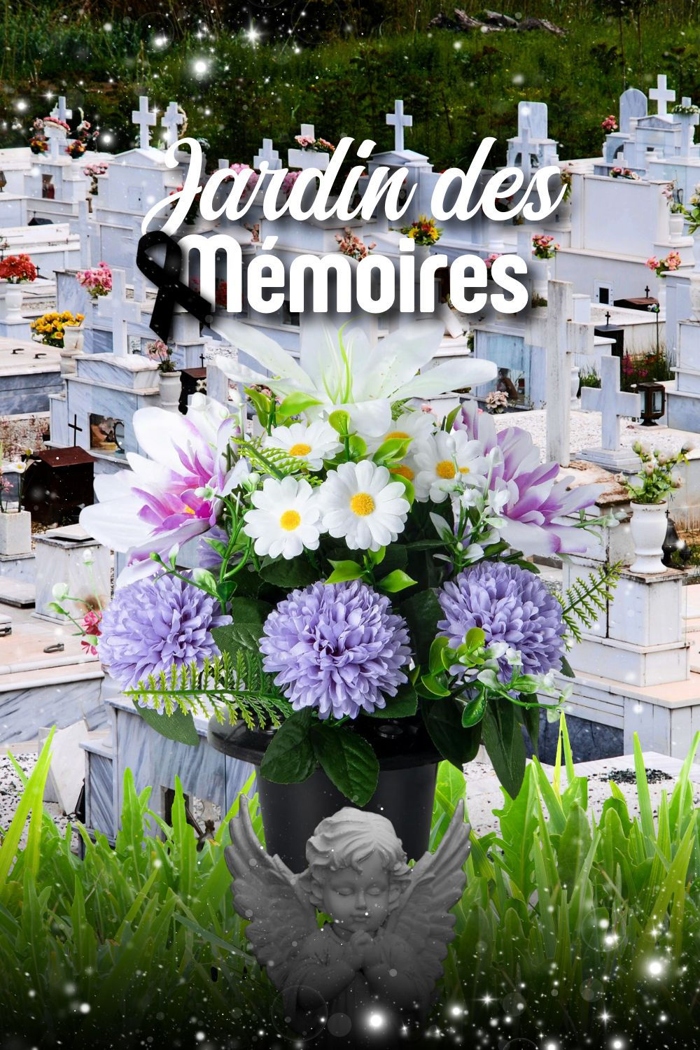 • Fleurs de cimetière artificielles en pot