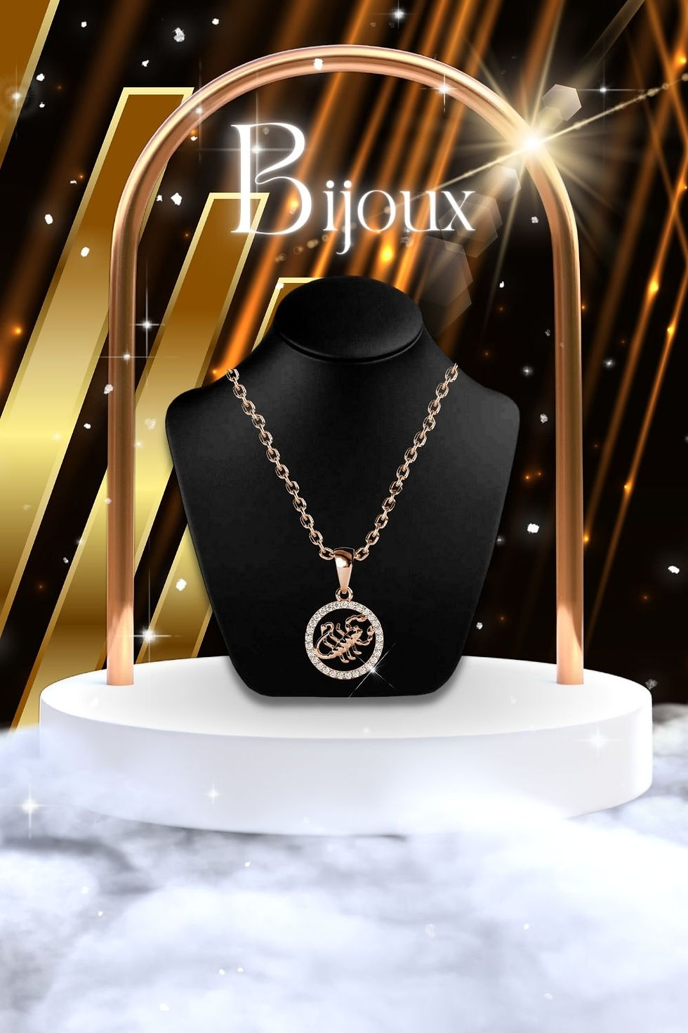 • Collier avec pendentif du Zodiaque orné de 29 cristaux | Scorpion