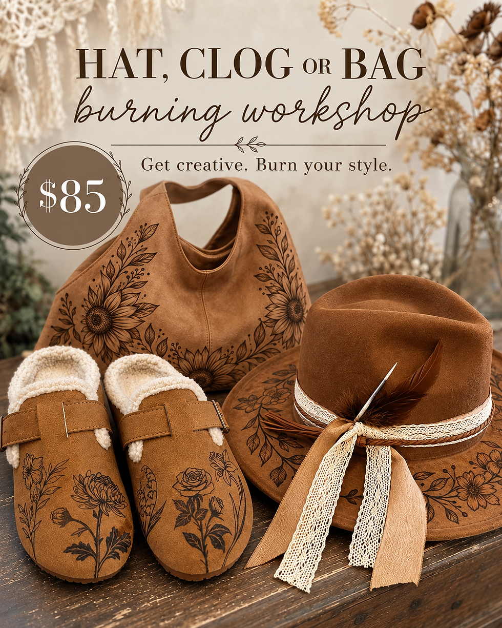 Saturday, November 14th BOHO Bag, Hat or Clog Workshop