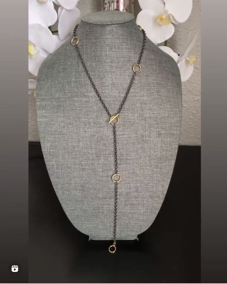 Thumbnail: Black and gold rolo chain necklace