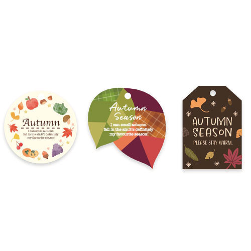 PH24-A011 オータムペーパータグ(3柄アソート/ 60枚set)