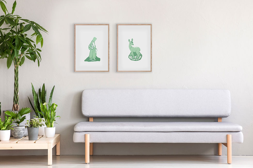 תמונה ממוזערת: Teal Fawn Figurine  35X50 cm