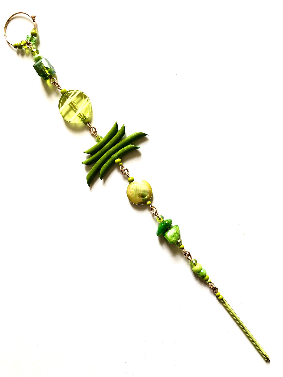 Thumbnail: tequila lime green leather & crystal shoulder duster single earring 