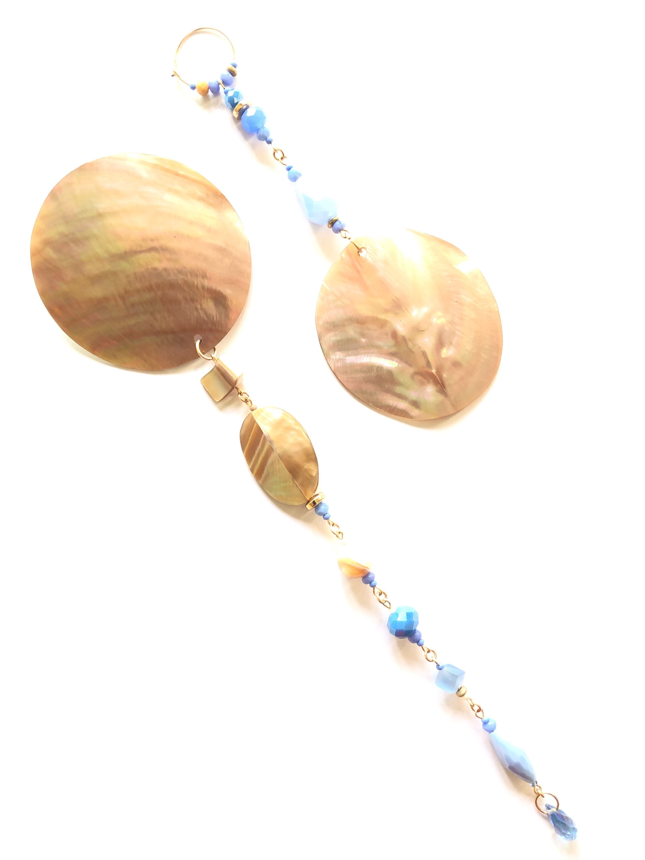 humming the blues abalone shell & cornflower blue crystal earrings 