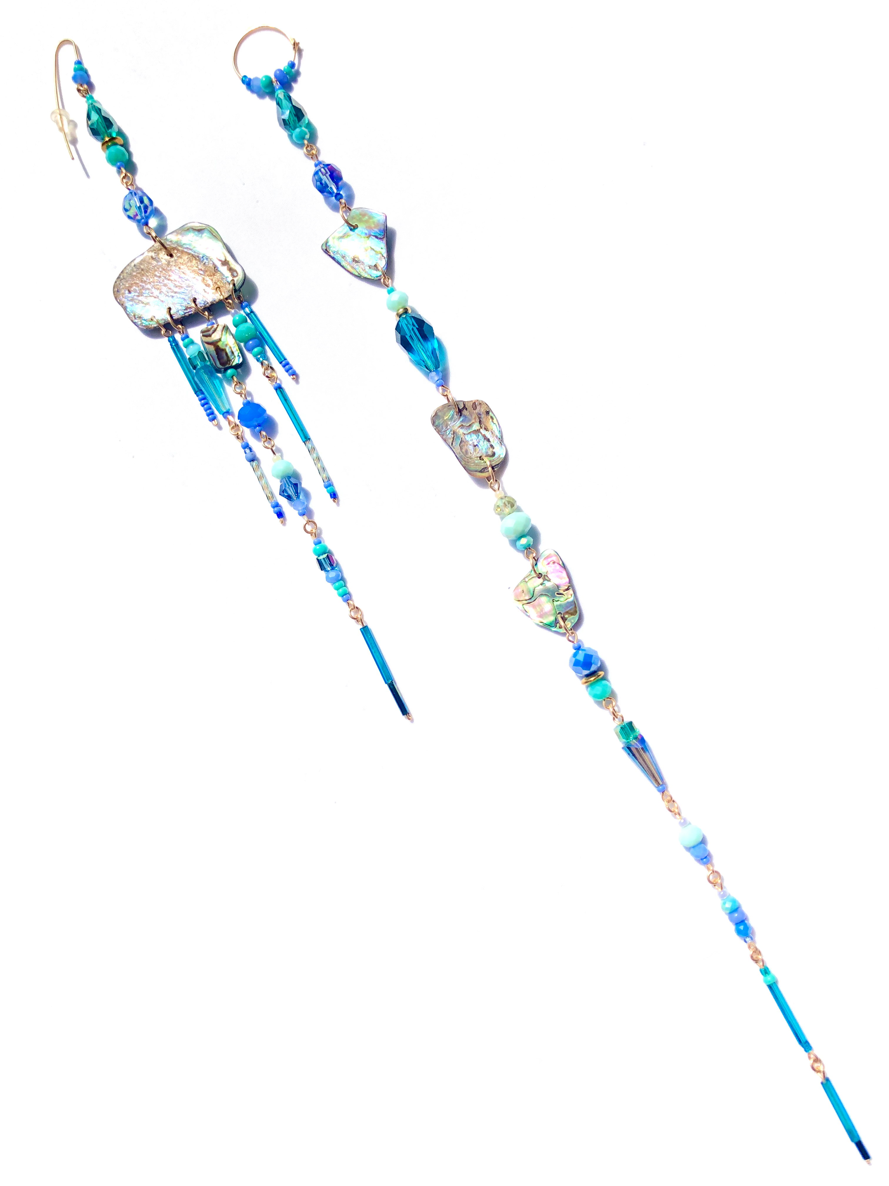 beyond gorgeous paua shell, crystal & glass earrings