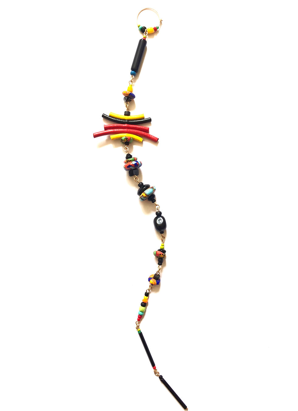 Thumbnail: it’s carnival time leather & trade bead extreme tata tickler single earring