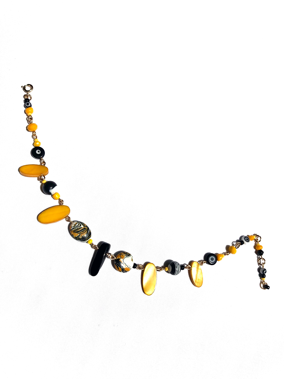 Thumbnail: it’s that spring love black agate & yellow mother of pearl ankle bracelet 