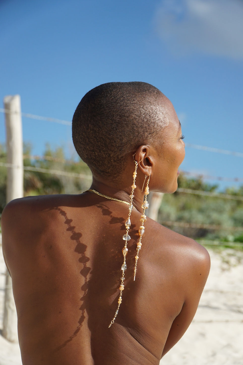 Thumbnail: mama’s peach cobbler & champagne crystal tata tickler single earring 