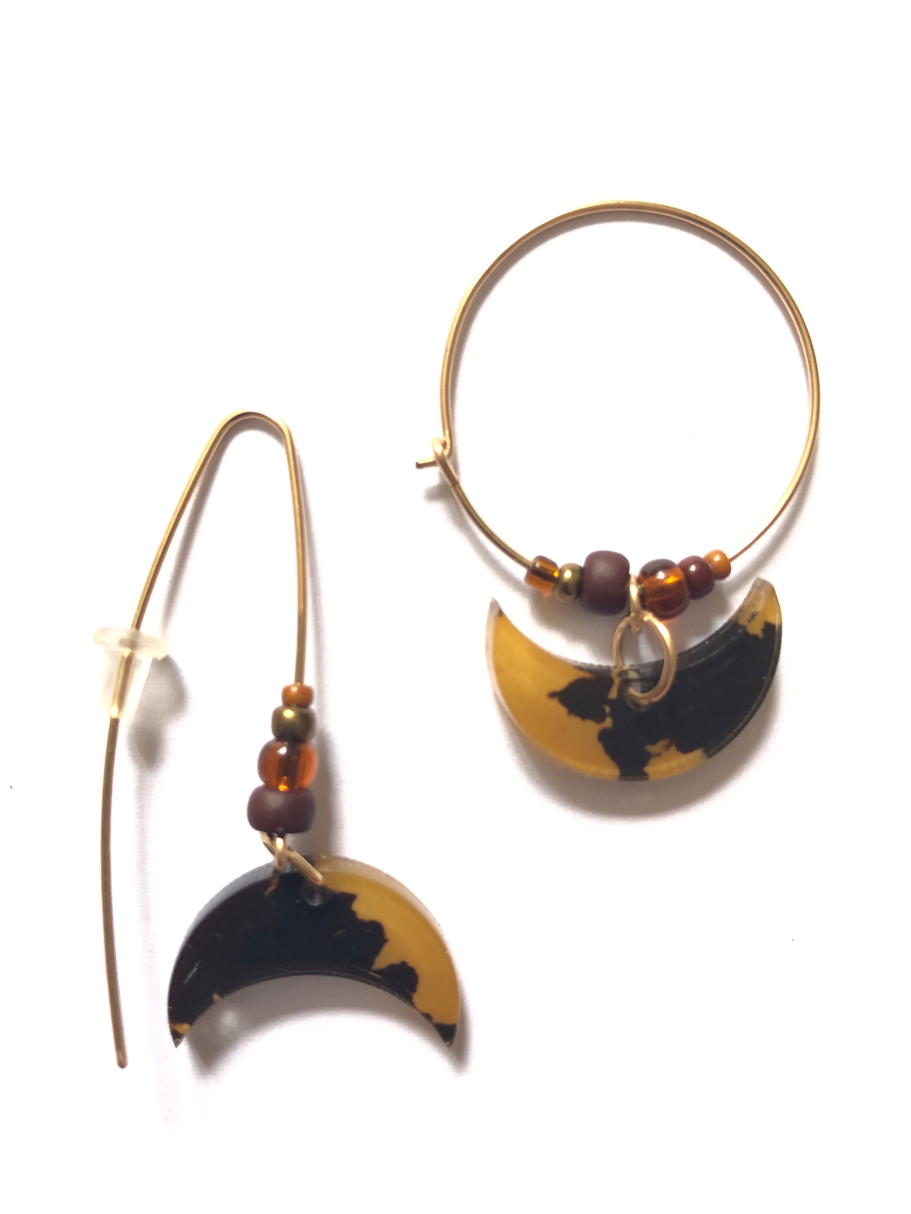 salted caramel toffee lucite half moon earrings 