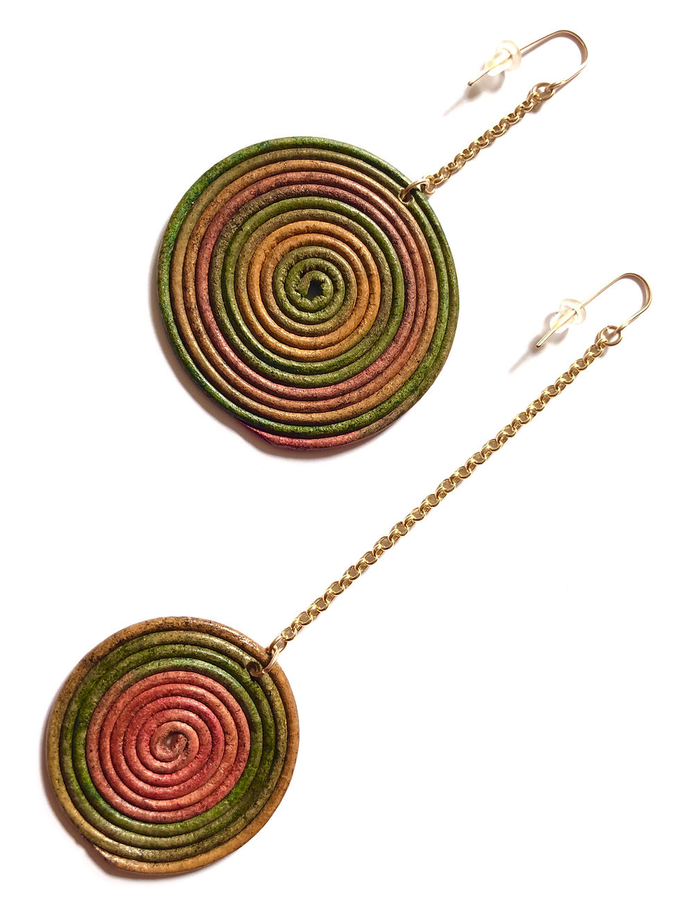Thumbnail: a walk in the park earth tone leather spiral earrings