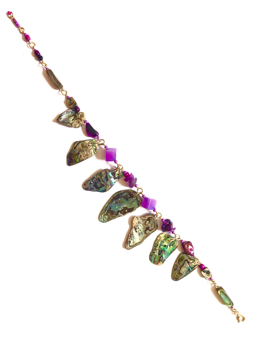 Thumbnail: thanks for the compliment paua shell, amethyst and agate ankle bracelet 