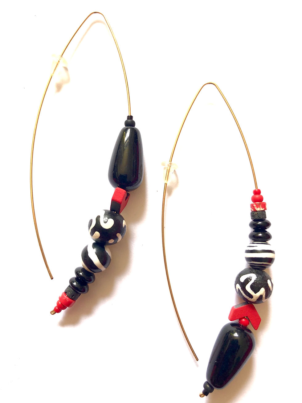Thumbnail: the future is bright onyx, palmwood & red hematite earrings 