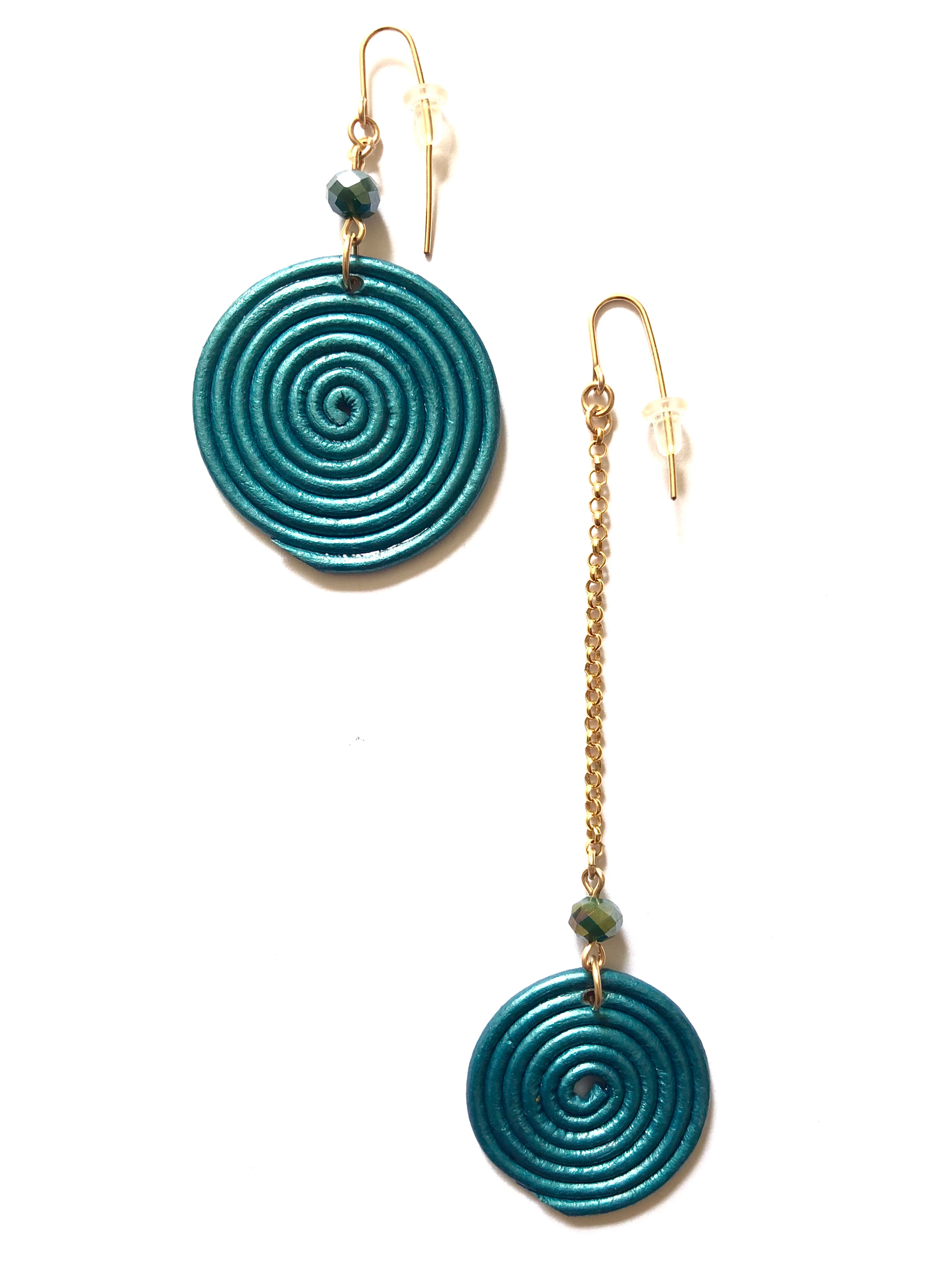 for the mermaid in you teal leather spiral earrings 