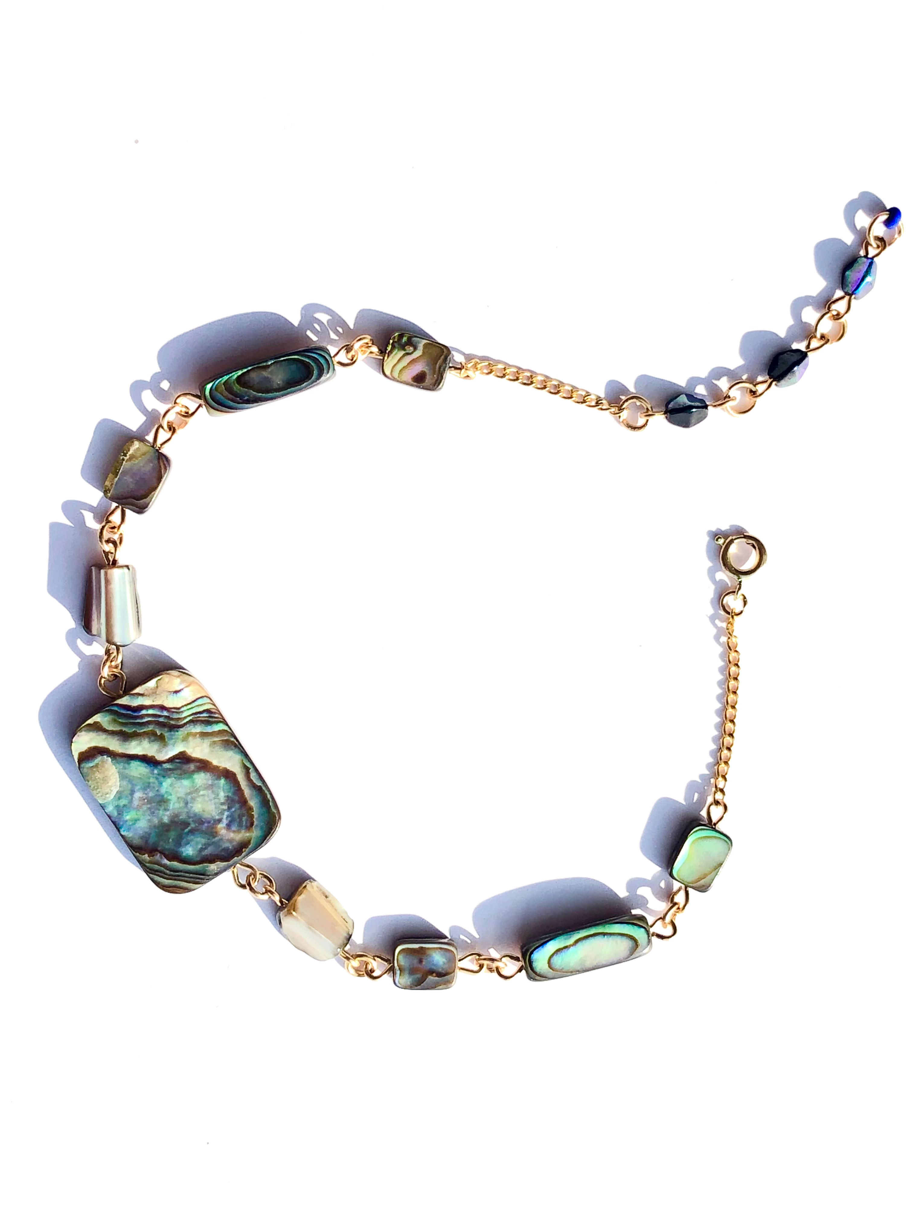 dive into love paua shell & crystal ankle bracelet