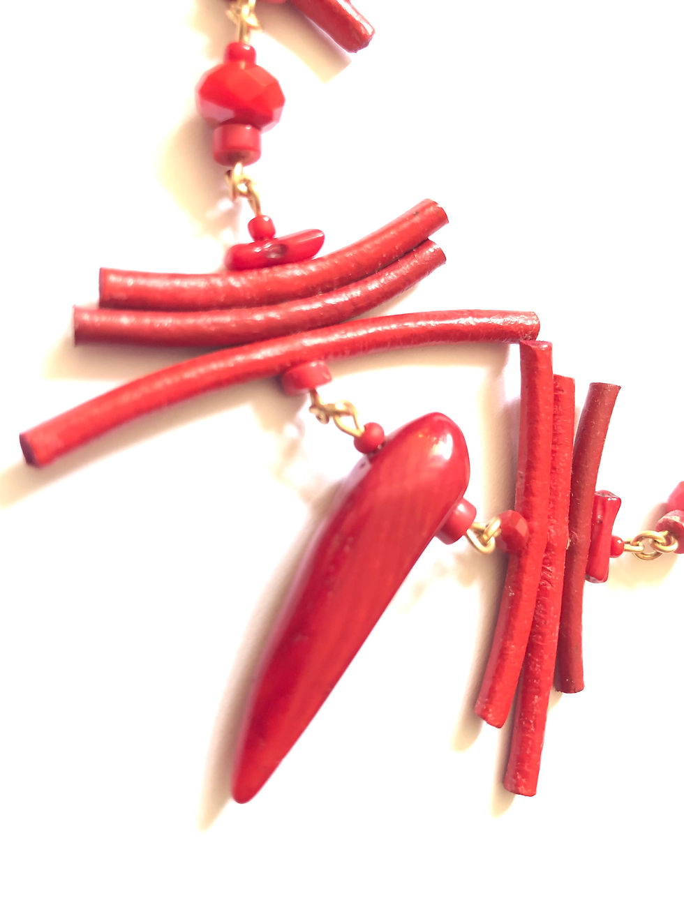 Thumbnail: red hot chili leather & coral ankle bracelet 