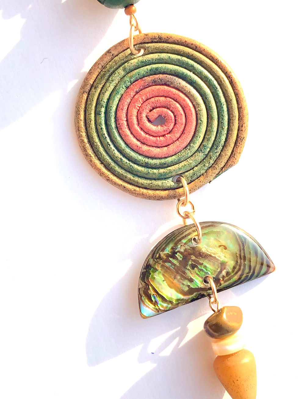 Thumbnail: earth, fire and wind leather & paua shell shoulder duster single earring