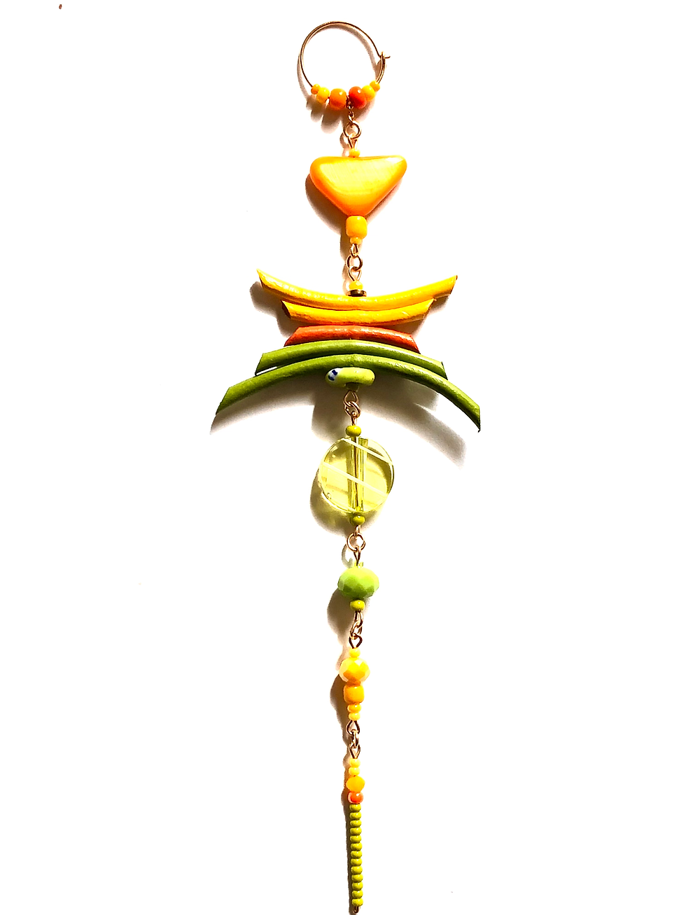 Thumbnail: citrus fruit cup leather & mother of pearl single shoulder duster earring 