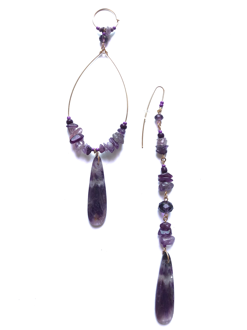 Thumbnail: ahead of your time amethyst loop & straight earrings
