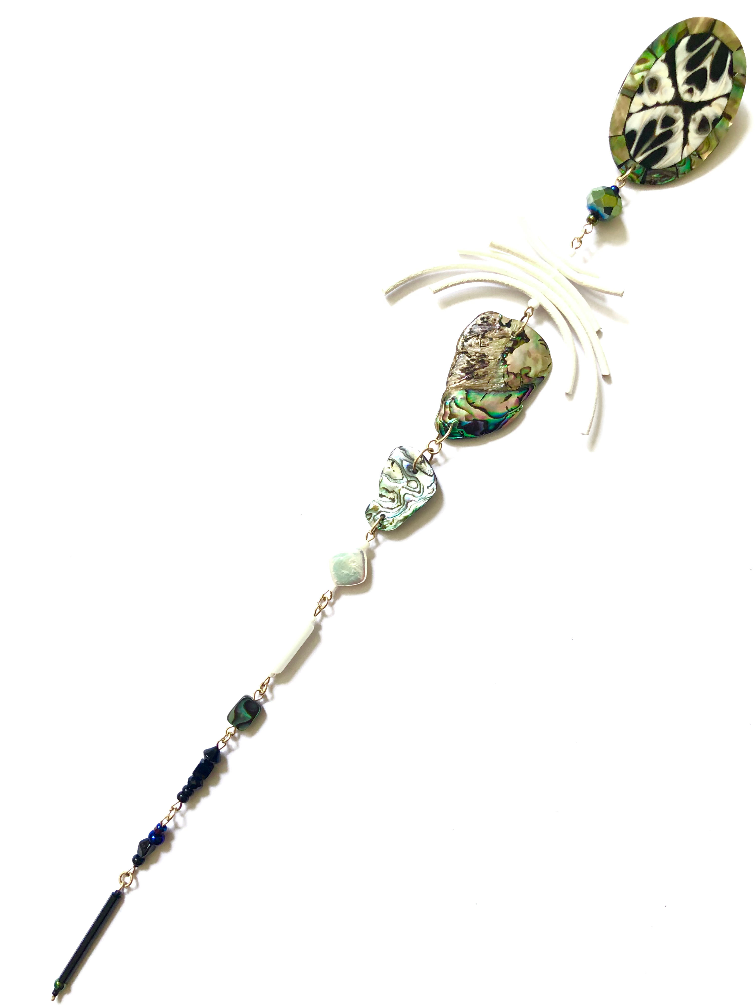 sweet life paua shell & white leather extreme tata tickler single earring