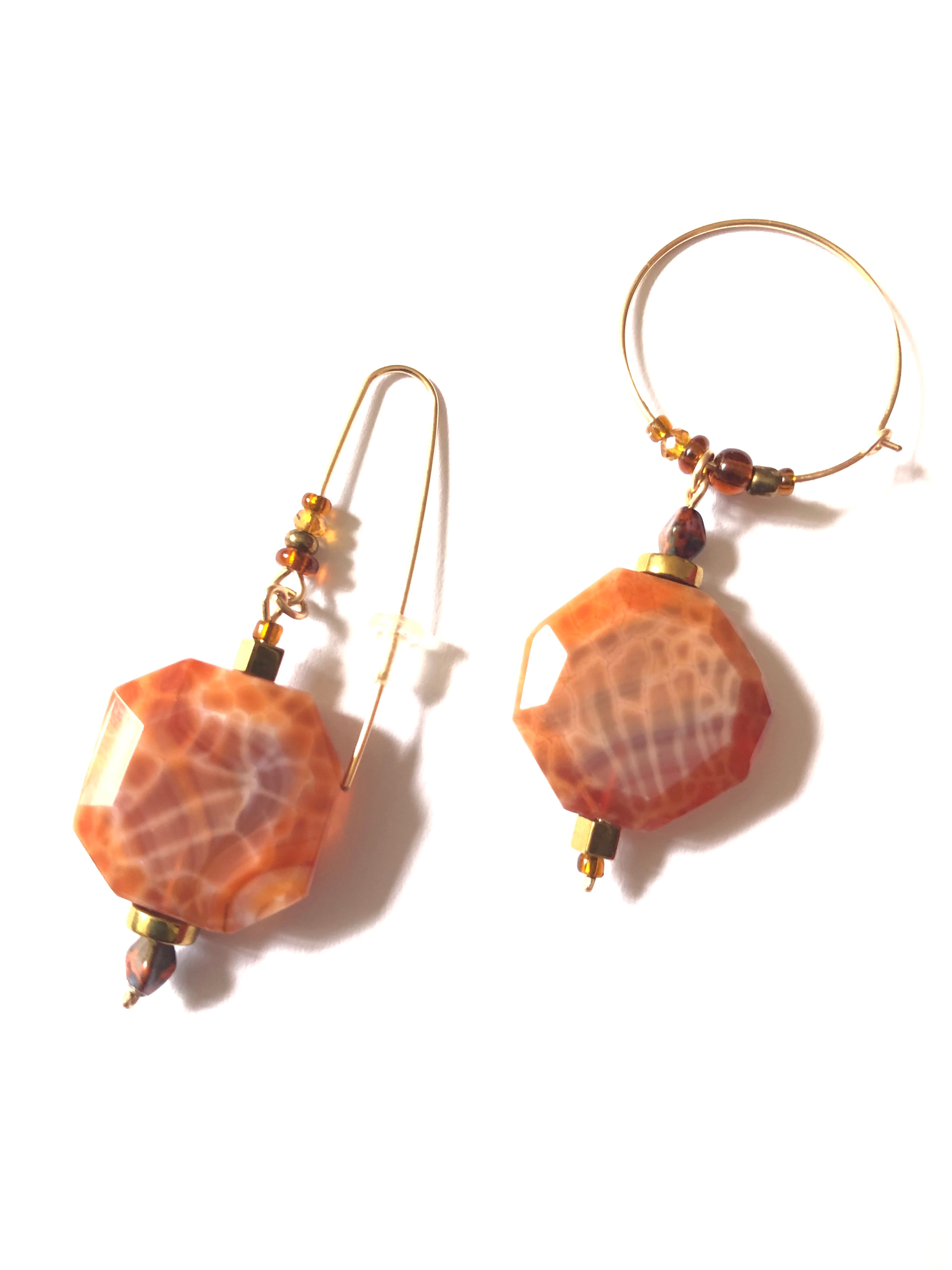 front row seat fire crackle agate earrings 
