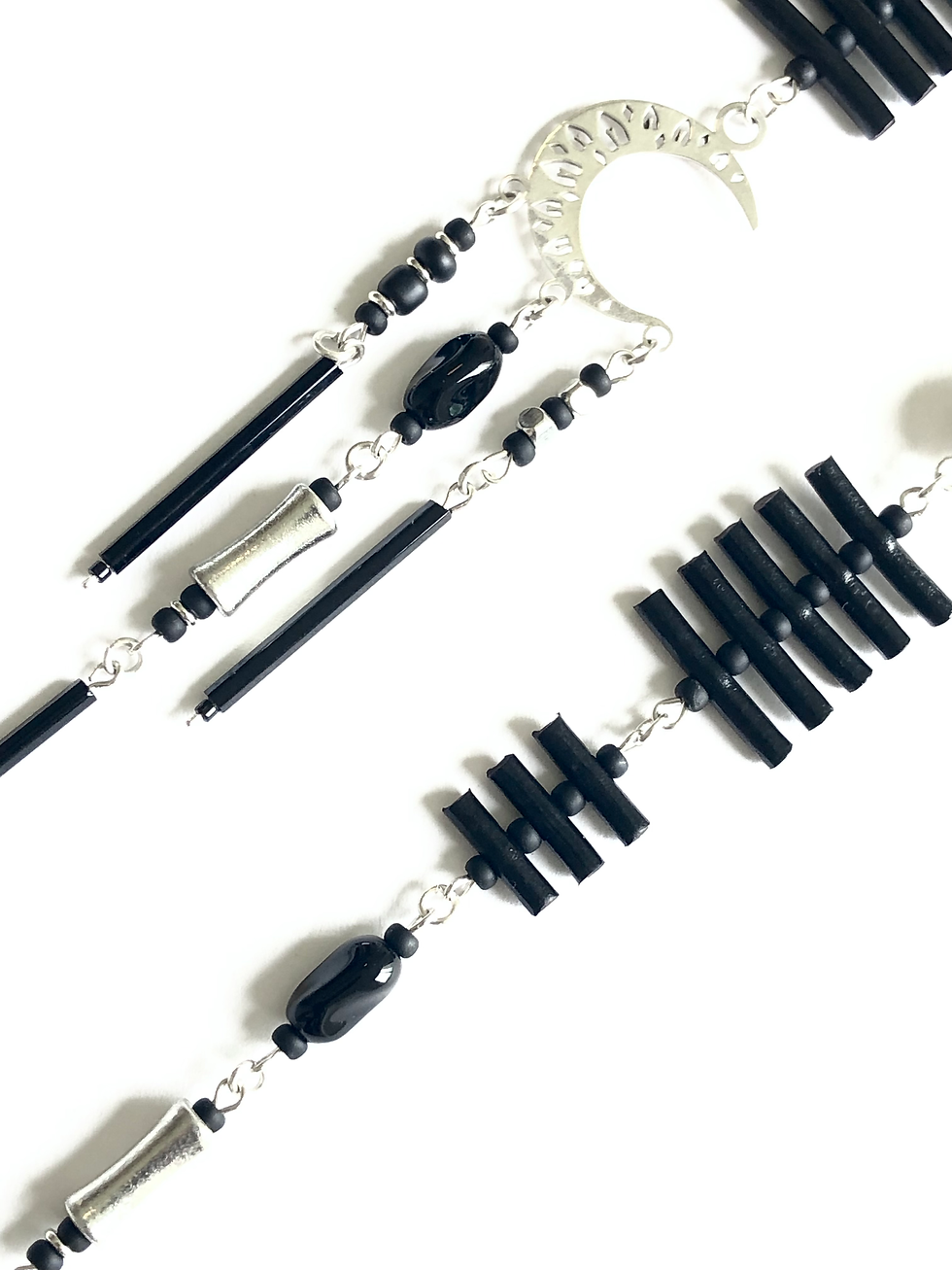 Thumbnail: goddess of the universe sterling silver & black leather earrings 