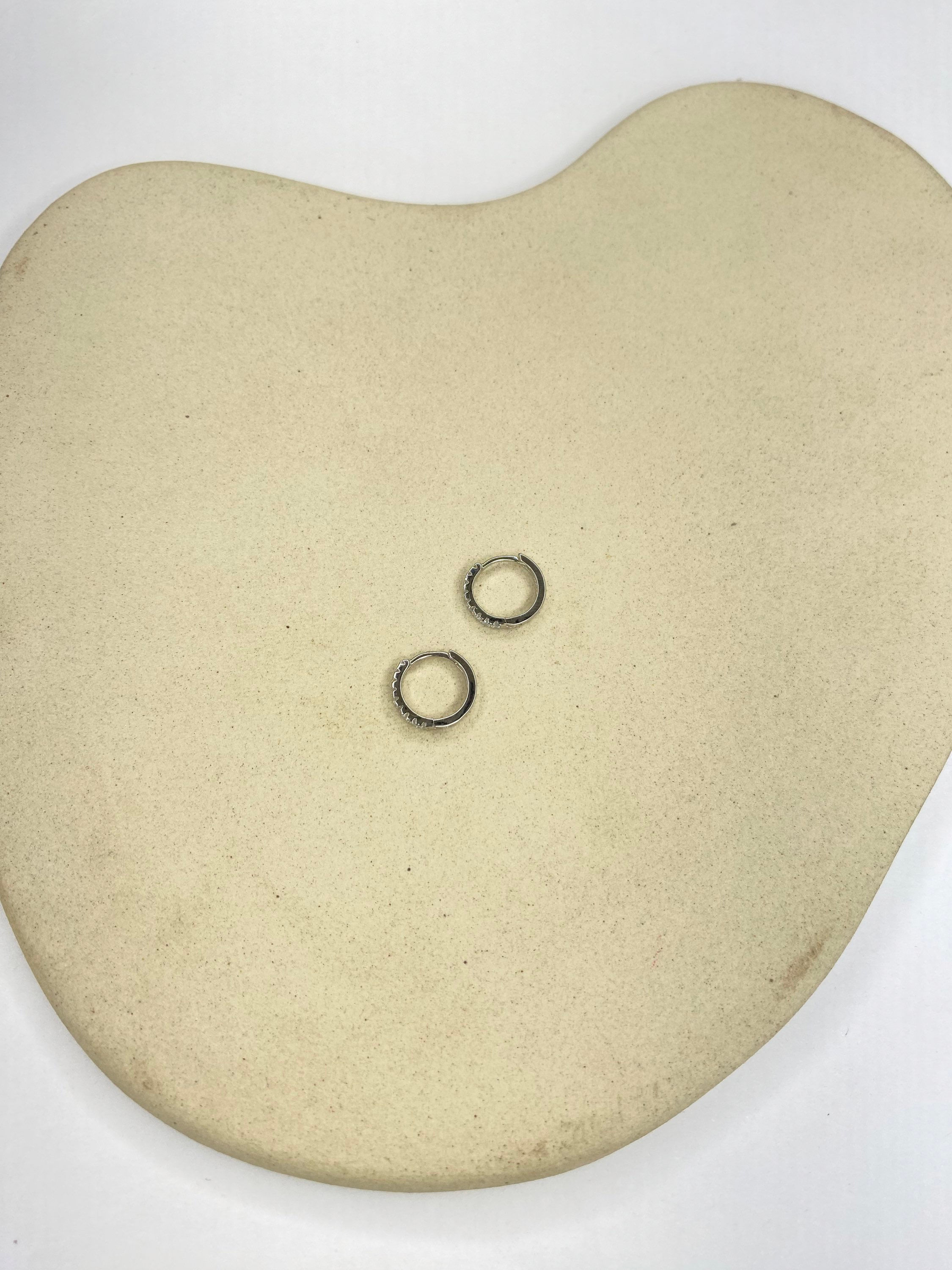 Argola Prata 925 Fina Média Cravejada 