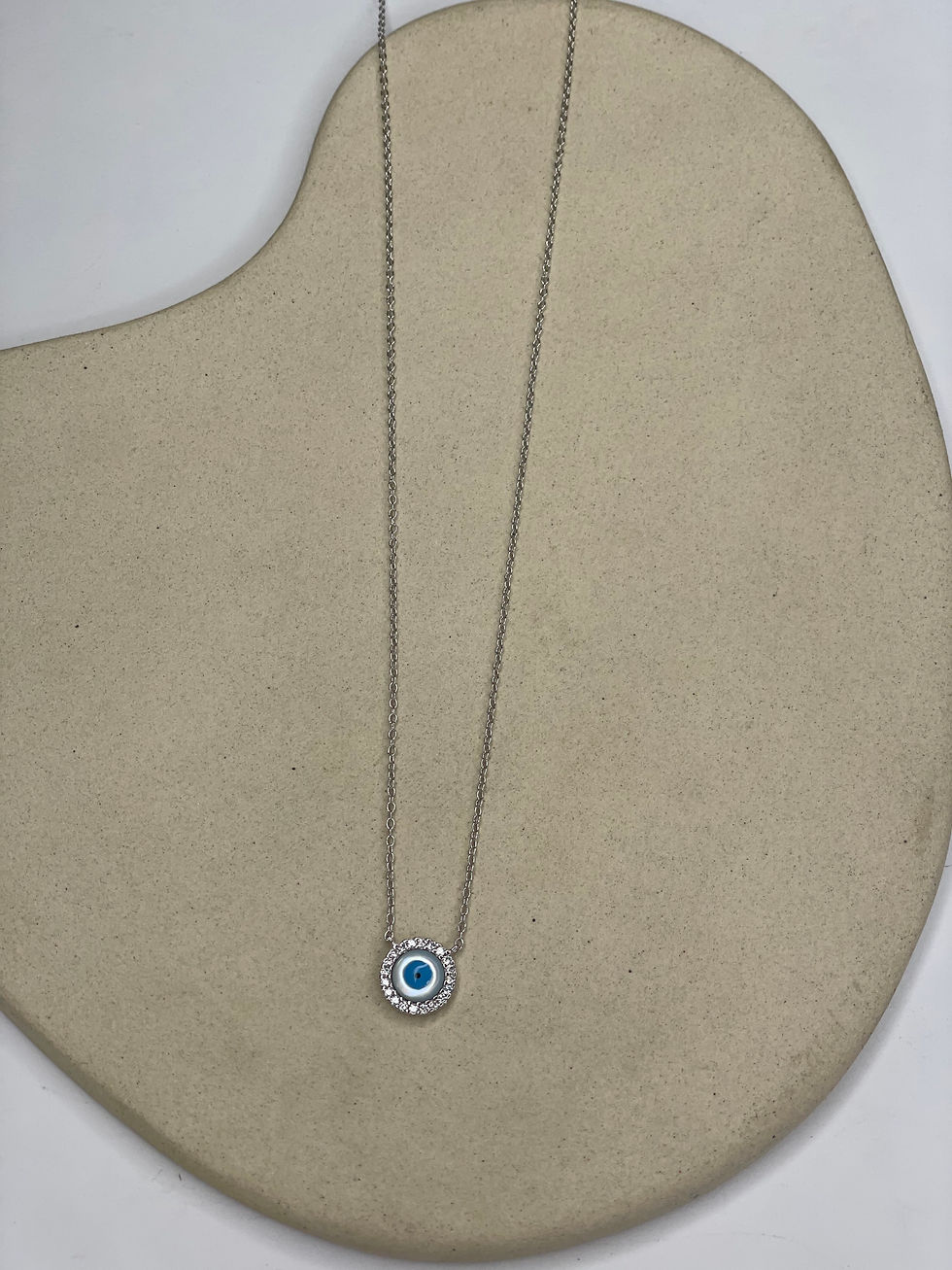 Colar Prata Olho Grego Azul Delicado