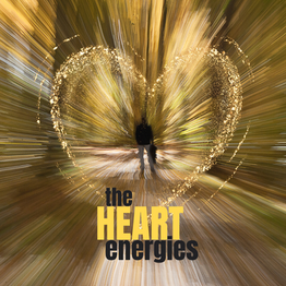 Light emanates from a blurred central figure surrounded by a heart with title "the Heart energies".