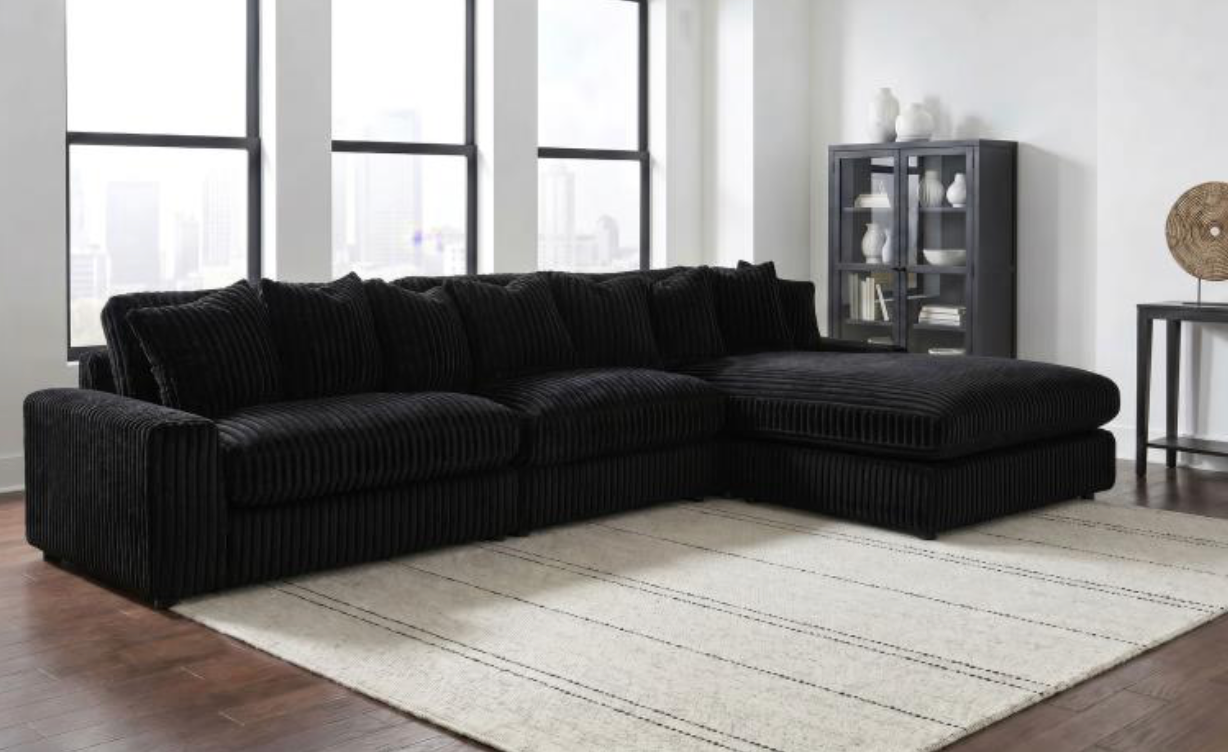 Blaine Upholstered Reversible Chaise Sectional Sofa Black