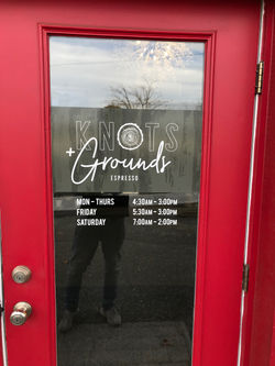 knots and grounds window vinyl