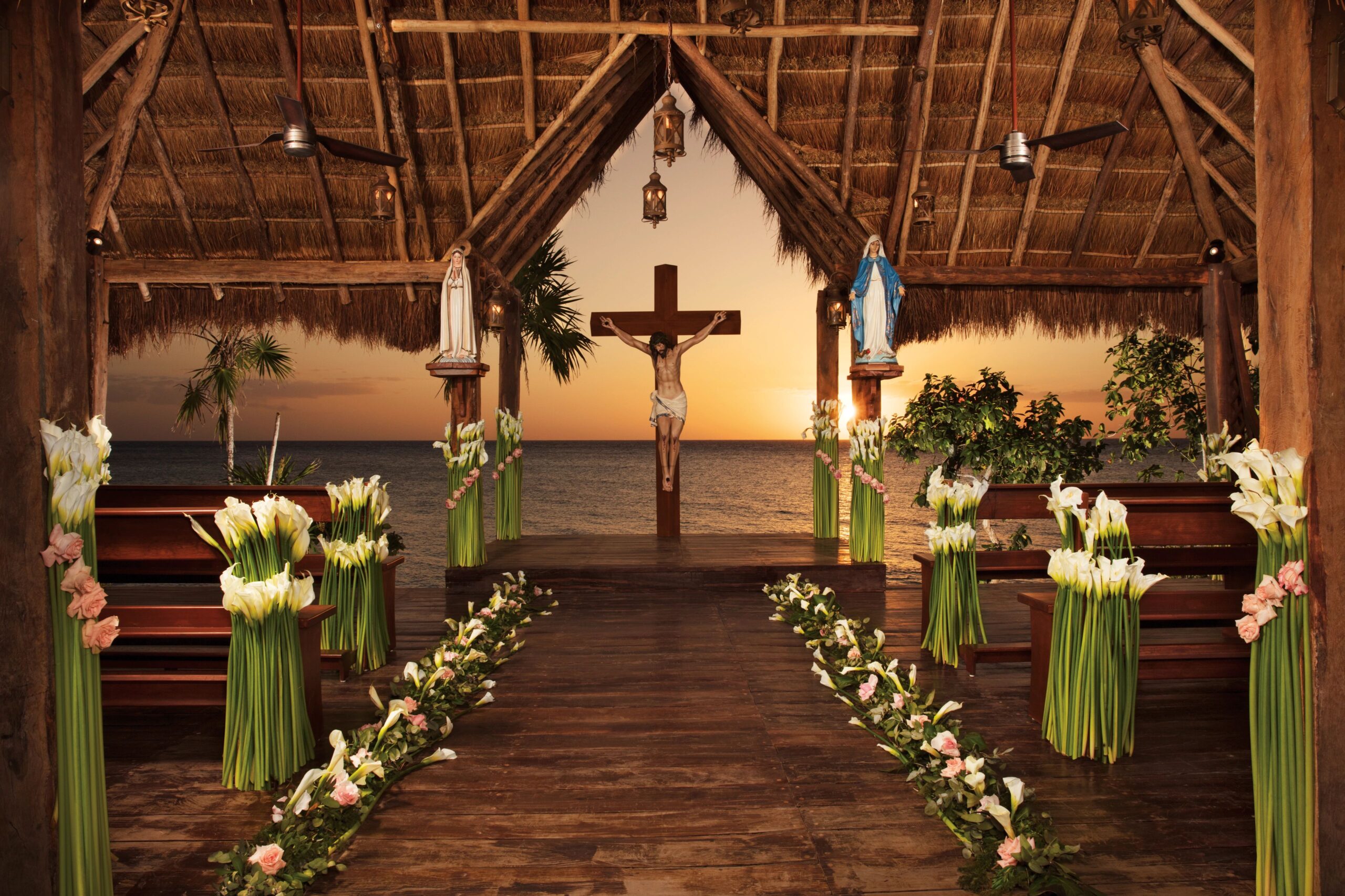religious chapel with Jesus on the cross in the Caribbean