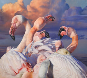 Prelude Flamingos Painting by Carla Grace