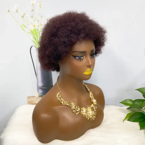 Thumbnail: Afvo Wig Machine Human Hair Wig Natural Hair Wigs Color 2# 8inch