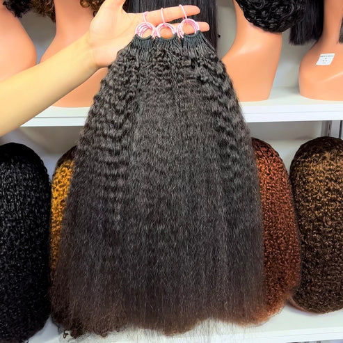 Thumbnail: Pre Looped Feather Crochet Human Hair Bulk Water Wave Natural Hair 100grams and 