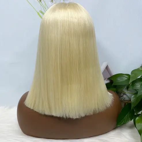 Thumbnail: Super Double Drawn 2*6 Lace Bob Wig Human Hair Lace Wig Color 613# Straight