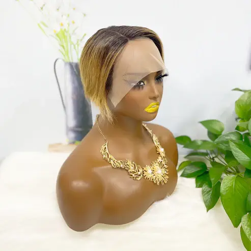 Thumbnail: T Lace Wig SX01 Human Hair Wig Natural Hair Wig Color T1B/30#