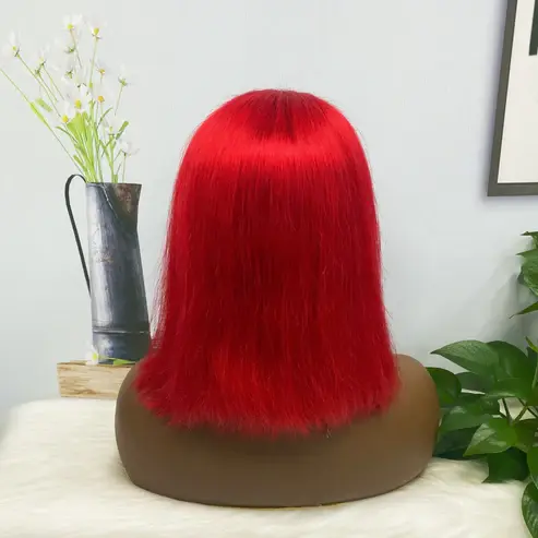 Thumbnail: 13*4 BoB Wig Straight Wigs Color Red 200% Density