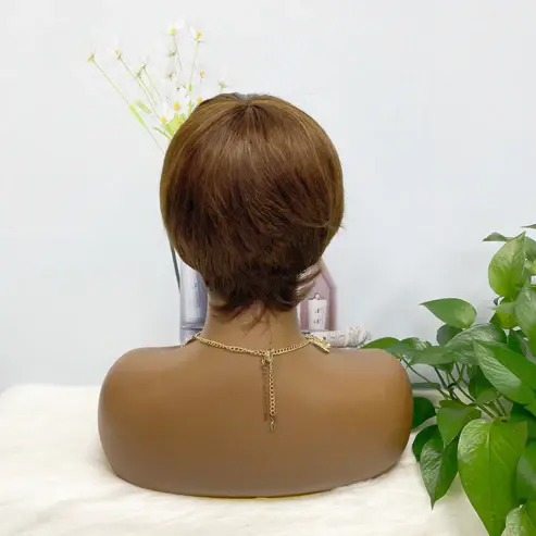 Thumbnail: Machine Human Hair Wig Natural Hair Wig 510 Color 4#