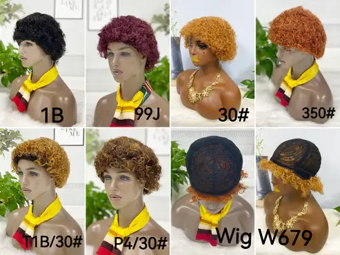 Thumbnail: W679 Machine Human Hair Wig Color 350#