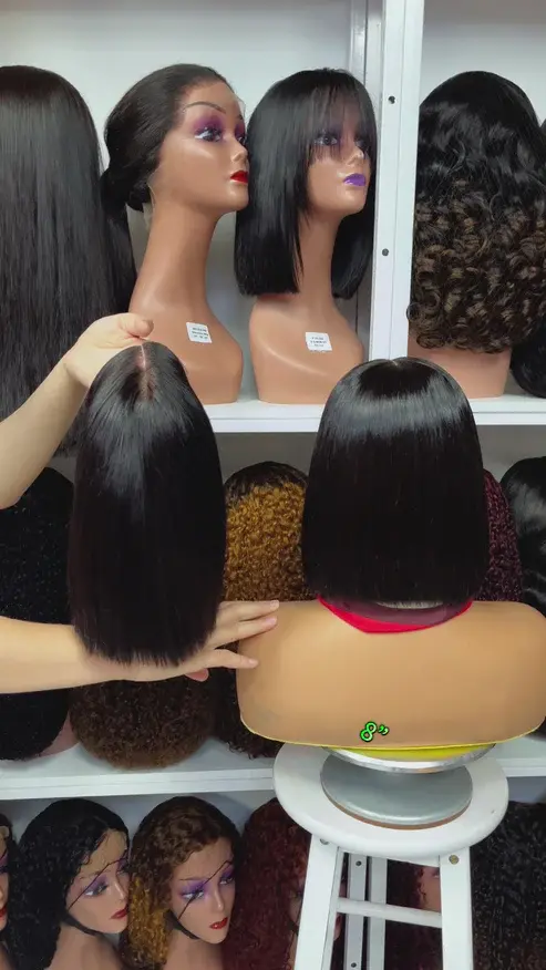 Thumbnail: Super Double Drawn 5x5 Glueless Bob Wig Human Hair Lace Wigs Ombre Color T1B/2 1